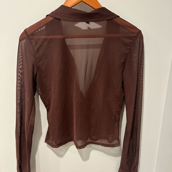 H&M Sheer Chocolate Brown Blouse - Picture 3 of 3